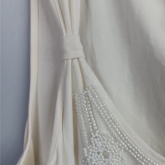 Gently Used Cache XL Off White Beaded Tank Top - Picture 4 of 5